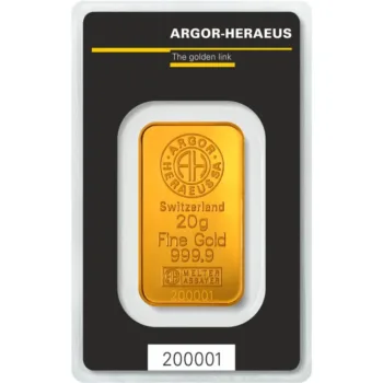 Lingou de aur Argor-Heraeus 20g - aur 24K 999,9 certificat NeoGold