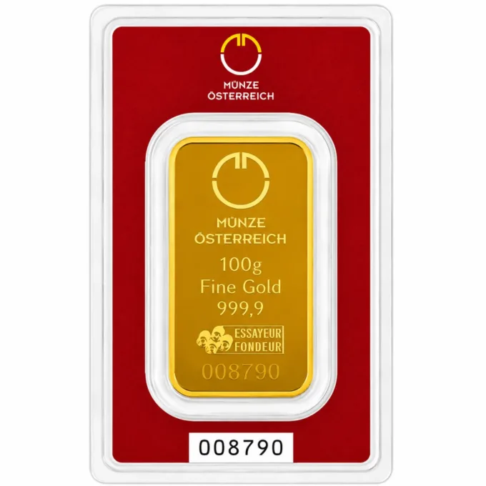 Lingou de aur Munze Osterreich 100g - aur 24K 999,9 certificat NeoGold