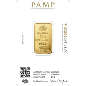 Lingou de aur Pamp 20g - aur 24K 999,9 certificat NeoGold