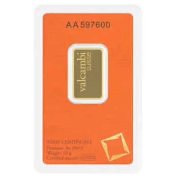 Lingou de aur Valcambi 10g - aur 24K 999,9 spate certificat NeoGold