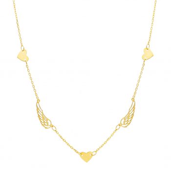 Colier Wings Heart aur galben 14k