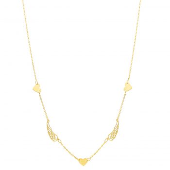 Colier Wings Heart aur galben 14k