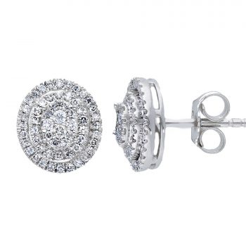 Cercei din aur alb 18k cu Diamante Round Cut 0,31ct