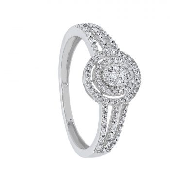 Inel din aur alb 18k cu Diamante Round Cut 0,22ct