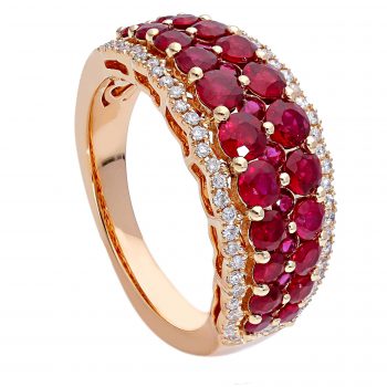 Inel din aur roz 18k cu Diamante 0,25ct si Rubine 2,40ct Passion