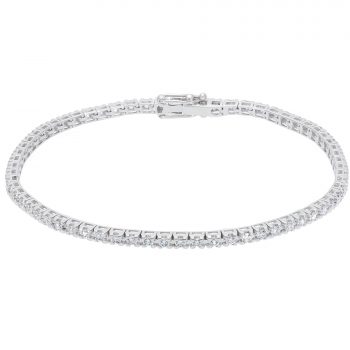 Bratara Tennis din aur Alb 18k cu Diamante Naturale 1,65ct - 19,5cm