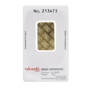 Lingou de aur Credit Suisse 10g - aur 24K 999,9 certificat NeoGold