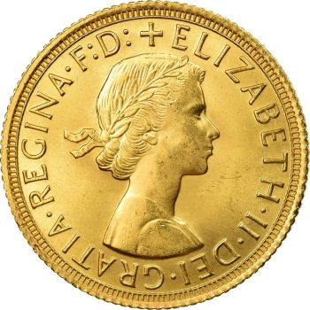 Moneda din aur 1 Sovereign 22k  Elisabeta a II-a Primul Portret 1967-7,98gr