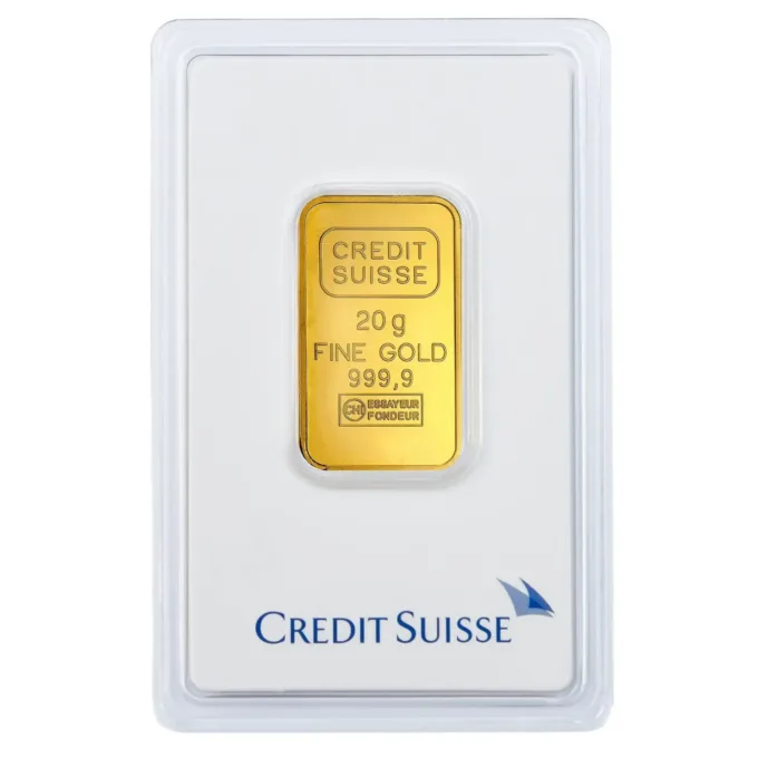 Lingou de aur Credit Suisse 20g - aur 24K 999,9 certificat NeoGold