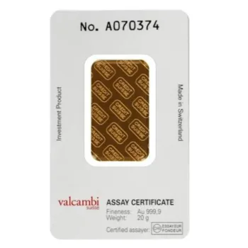 Lingou de aur Credit Suisse 20g - aur 24K 999,9 certificat NeoGold