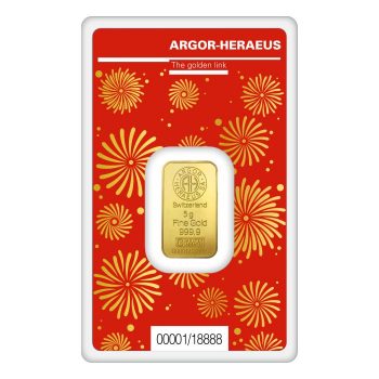 Lingou aur 24K - 5gr Argor Heraeus Elvetia Anul Dragonului