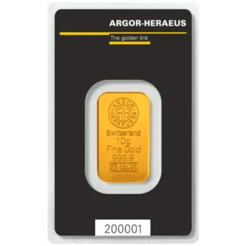 Lingou de aur Argor Heraeus 10g - aur 24K 999,9 certificat NeoGold