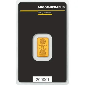 Lingou de aur Argor-Heraeus 2g - aur 24K 999,9 certificat NeoGold