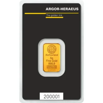 Lingou de aur Argor Heraeus 5g - aur 24K 999,9 certificat NeoGold