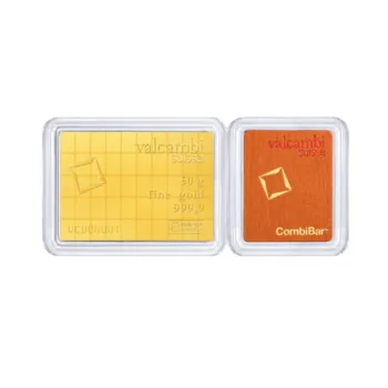 Lingou de aur Valcambi Suisse CombiBar 50 x 1 g (50g) - aur 24K 999,9 cu certificat NeoGold