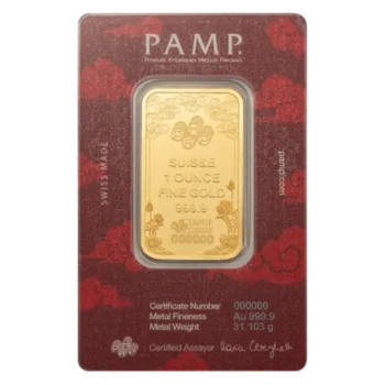 Lingou de aur Pamp Good Luck 1 uncie - aur 24K 999,9 certificat NeoGold