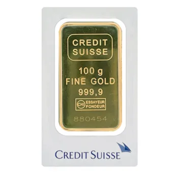 Lingou de aur Credit Suisse 100g - aur 24K 999,9 certificat NeoGold