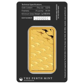 Lingou de aur Perth Mint 100g - aur 24K 999,9 certificat NeoGold